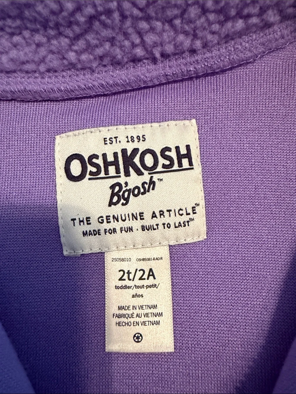 OshKosh B'gosh Purple and Light Gray/blue Colorblock Sherpa Jacket